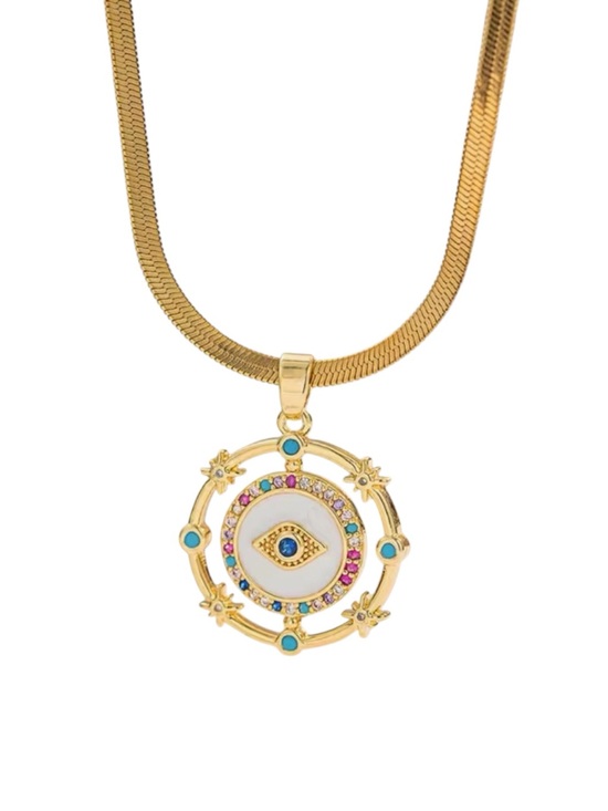 Amy Bee Jewelry Jewelry - 18k Gold- Plated Evil Eye Pendant Necklace with CZ Accents. New.